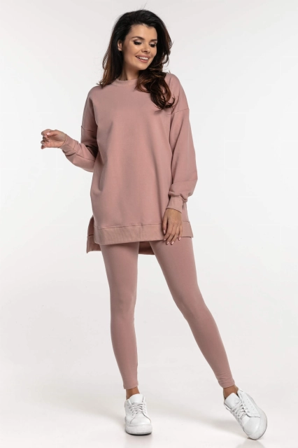Długa bluza dresowa z rozcięciami Ana/Blush - Dolce Sonno