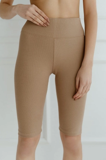 Kolarki, krótkie legginsy prążkowane Dolly/Kawa - Dolce Sonno
