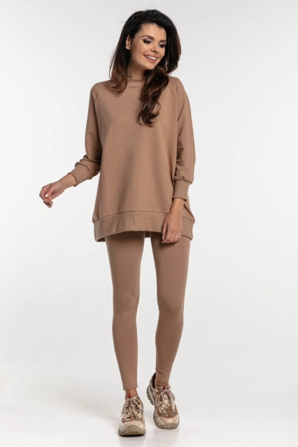Bluza dresowa damska z rękawem 3/4 Simple/Kawa - Dolce Sonno