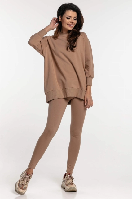 Bluza dresowa damska z rękawem 3/4 Simple/Kawa - Dolce Sonno