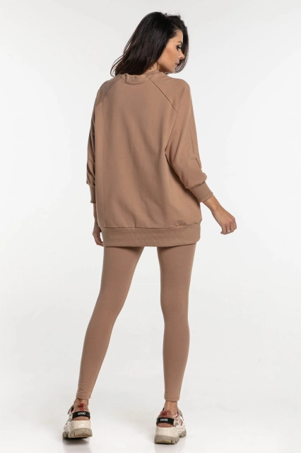 Bluza dresowa damska z rękawem 3/4 Simple/Kawa - Dolce Sonno