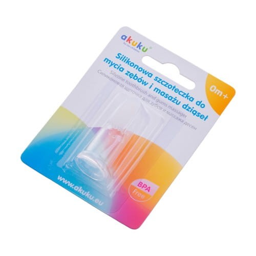 Szczoteczka silikonowa do masowania dziąseł niemowlaka oraz pielęgnacji pierwszych ząbków A0393 Akuku