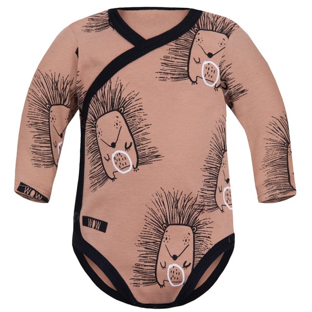 Body kopertowe niemowlęce z długim rękaw Brązowe Jeże - Dolce Sonno