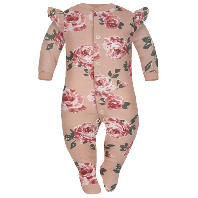 Pajac niemowlęcy z falbanką Róże Fluid - Dolce Sonno