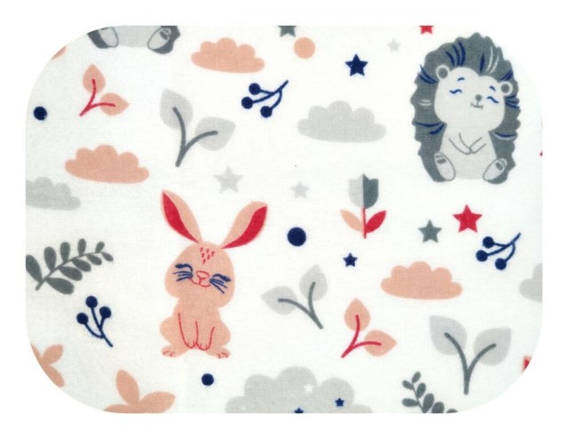 Pieluszka flanelowa, wielorazowa, kolorowa we wzorki 100% bawełna szry jeż - Ega