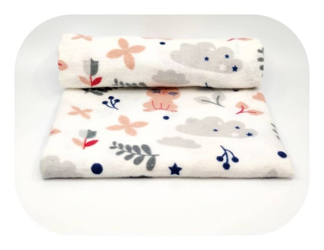 Pieluszka flanelowa, wielorazowa, kolorowa we wzorki 100% bawełna szry jeż - Ega