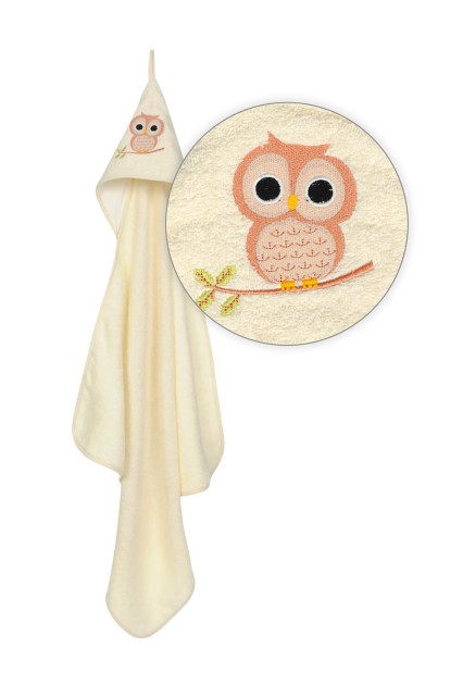 Okrycie kąpielowe 80x80, ręcznik z kapturkiem dla niemowląt Robin Sowa - Baby Matex