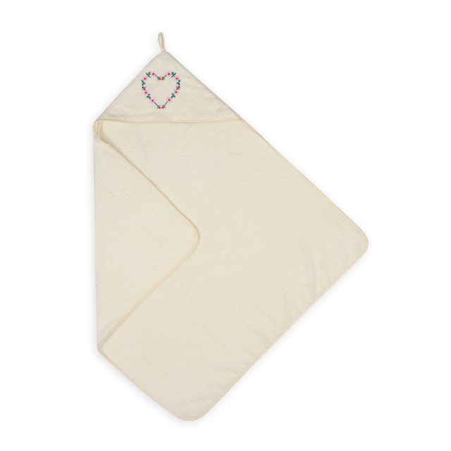 Okrycie kąpielowe 80x80, ręcznik z kapturkiem dla niemowląt Robin Serce - Baby Matex
