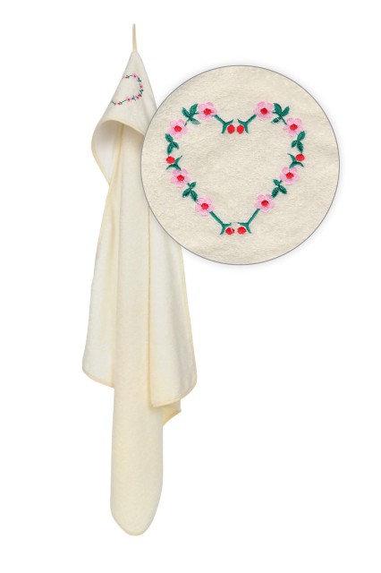 Okrycie kąpielowe 80x80, ręcznik z kapturkiem dla niemowląt Robin Jasne Ecru - Baby Matex