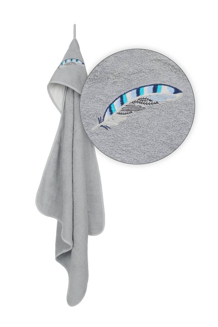 Okrycie kąpielowe 80x80, ręcznik z kapturkiem dla niemowląt Robin Szare - Baby Matex