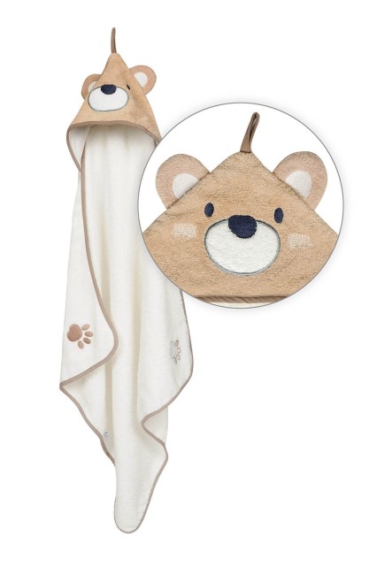 Okrycie kąpielowe 80x80, ręcznik z kapturkiem dla niemowląt Jimmy beż - Baby Matex