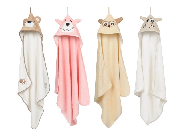 Okrycie kąpielowe 80x80, ręcznik z kapturkiem dla niemowląt Jimmy ecru - Baby Matex