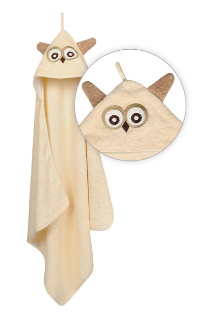 Okrycie kąpielowe 80x80, ręcznik z kapturkiem dla niemowląt Jimmy ecru - Baby Matex