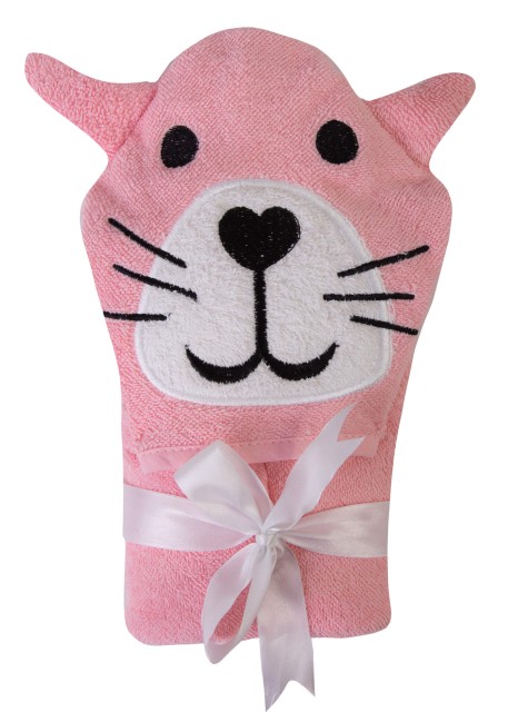 Okrycie kąpielowe 80x80, ręcznik z kapturkiem dla niemowląt Jimmy różowe - Baby Matex