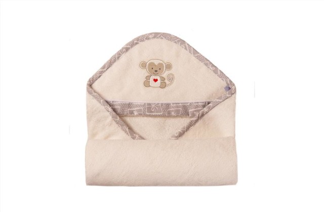 Ecru okrycie kąpielowe 100x100 ręcznik z kapturkiem dla niemowląt Bamboo | Baby Matex