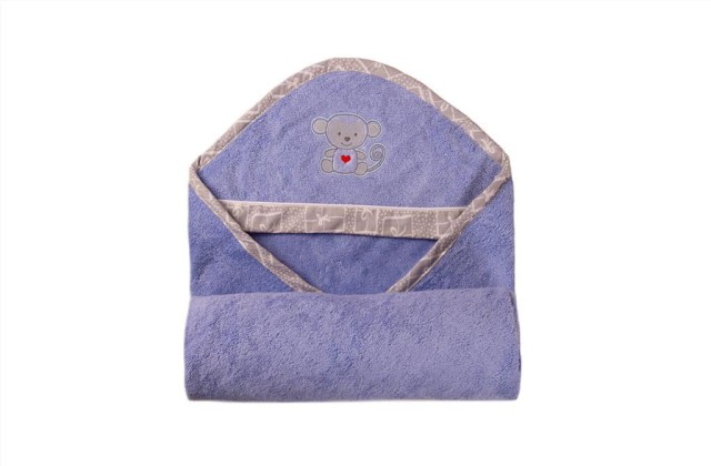 Niebieskie okrycie kąpielowe 100x100 ręcznik z kapturkiem dla niemowląt Bamboo | Baby Matex