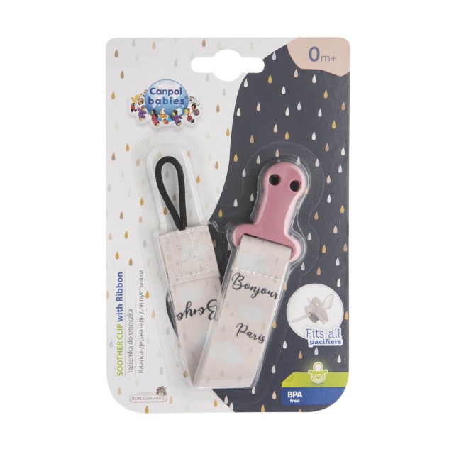 Tasiemka do smoczka Bonjour Paris róż/beż | Canpol babies