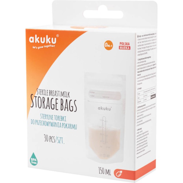 Torebki do przechowywania mleka/pokarmu 30szt. 150 ml Akuku