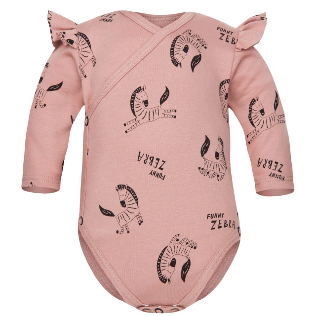 Body kopertowe niemowlęce z długim rękawem Funny Zebra Blush - Dolce Sonno