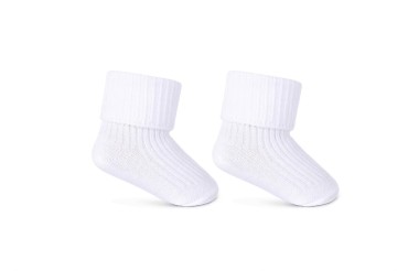 Skarpetki niemowlęce , bezuciskowe, wywijane, prążek białe - Be Snazzy 