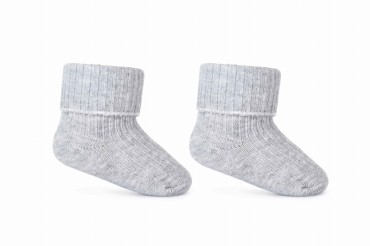 Skarpetki niemowlęce , bezuciskowe, wywijane, prążek, szare - Be Snazzy  