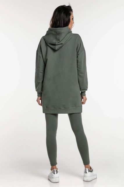 Długa bluza dresowa z kapturem Eve/Khaki - Dolce Sonno