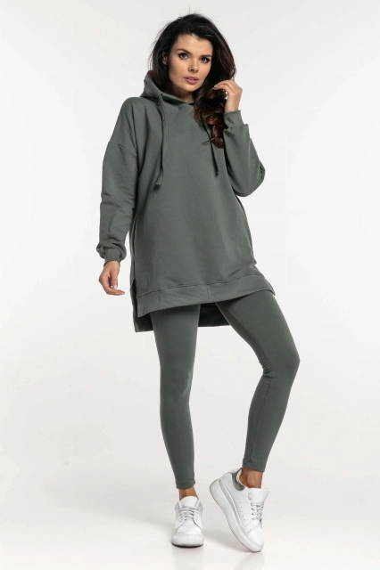 Długa bluza dresowa z kapturem Eve/Khaki - Dolce Sonno