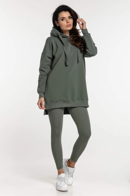 Długa bluza dresowa z kapturem Eve/Khaki - Dolce Sonno
