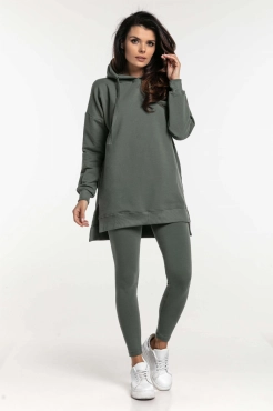 Długa bluza dresowa z kapturem Eve/Khaki - Dolce Sonno  