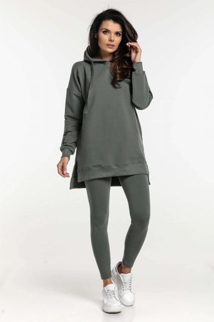 Długa bluza dresowa z kapturem Eve/Khaki - Dolce Sonno