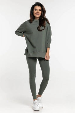 Bluza dresowa damska z rękawem 3/4 Simple/Khaki - Dolce Sonno 