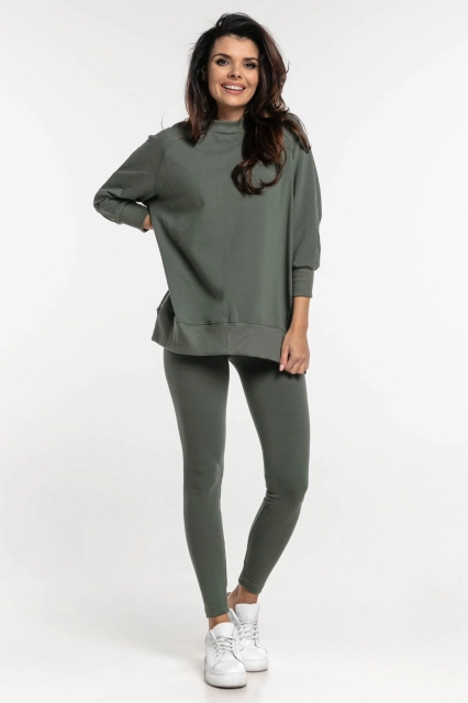 Bluza dresowa damska z rękawem 3/4 Simple/Khaki - Dolce Sonno