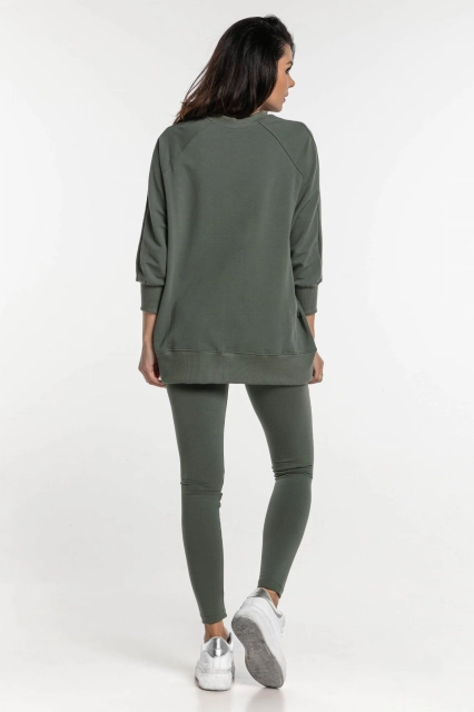 Bluza dresowa damska z rękawem 3/4 Simple/Khaki - Dolce Sonno