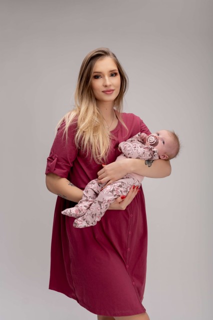 Koszula nocna ciążowa i do karmienia z rękawem 3/4 Paris/ Malaga - Dolce Sonno