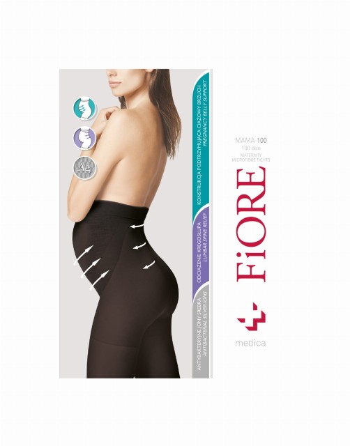 Rajstopy ciążowe z mikrofibry 100 den Mama Black - Fiore