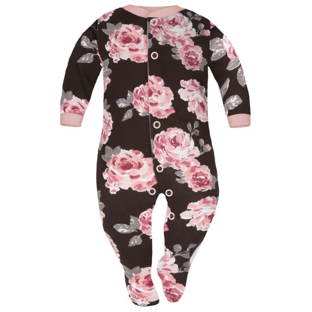 Pajac niemowlęcy z falbankami Brązowe Róże - Dolce Sonno