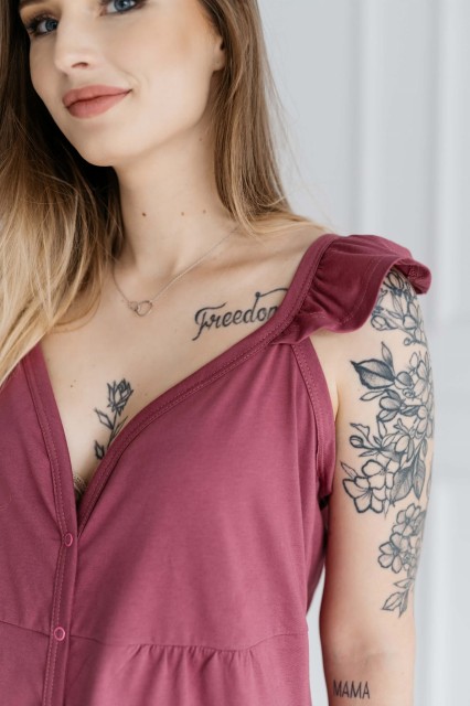 Koszula nocna ciążowa i do karmienia wiązana na ramionach Irma/ Malaga - Dolce Sonno