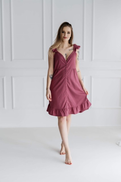 Koszula nocna ciążowa i do karmienia wiązana na ramionach Irma/ Malaga - Dolce Sonno