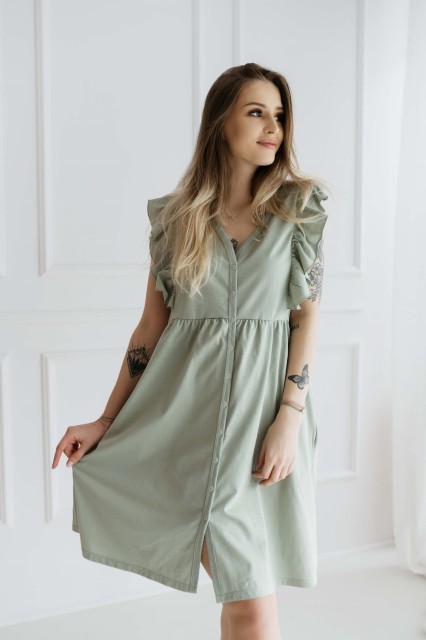 Koszula nocna ciążowa i do karmienia rozpinana Roma/ Szałwia - Dolce Sonno