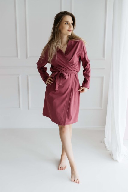 Szlafrok bawełniany z długim rękawem Ciara/Malaga - Dolce Sonno