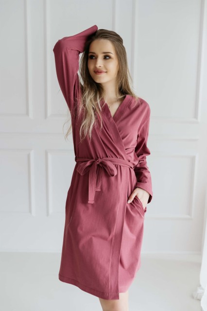 Szlafrok bawełniany z długim rękawem Ciara/Malaga - Dolce Sonno