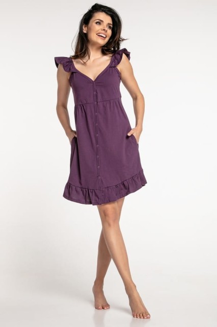 Koszula nocna ciążowa i do karmienia na ramiączkach Irma/ Fiolet - Dolce Sonno