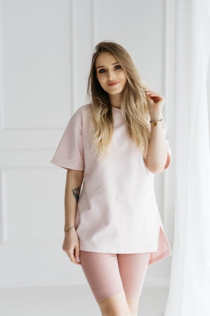 Legginsy krótkie prążkowane Blush - Dolce Sonno