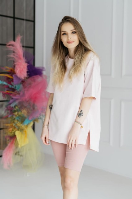 Legginsy krótkie prążkowane Blush - Dolce Sonno